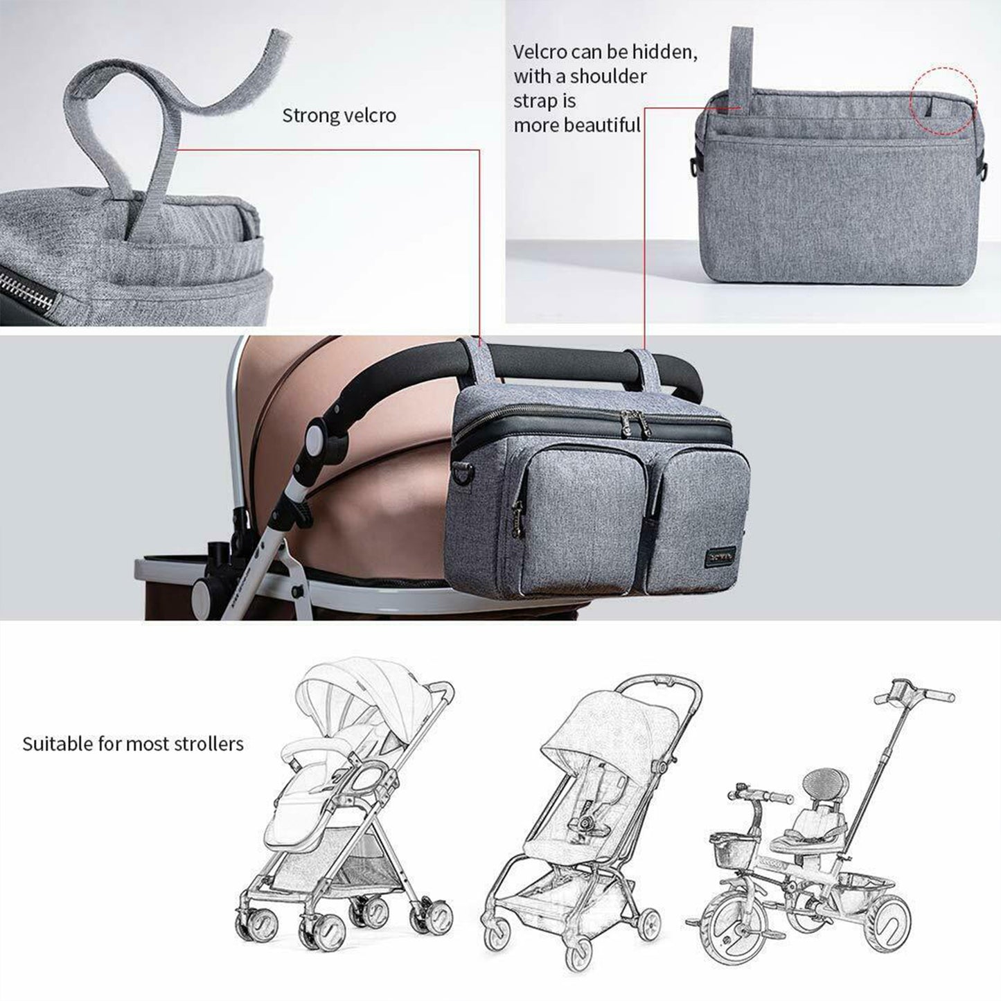 Stroller Organizer Caddy Bag – 11 Pocket Baby Travel Organizer
