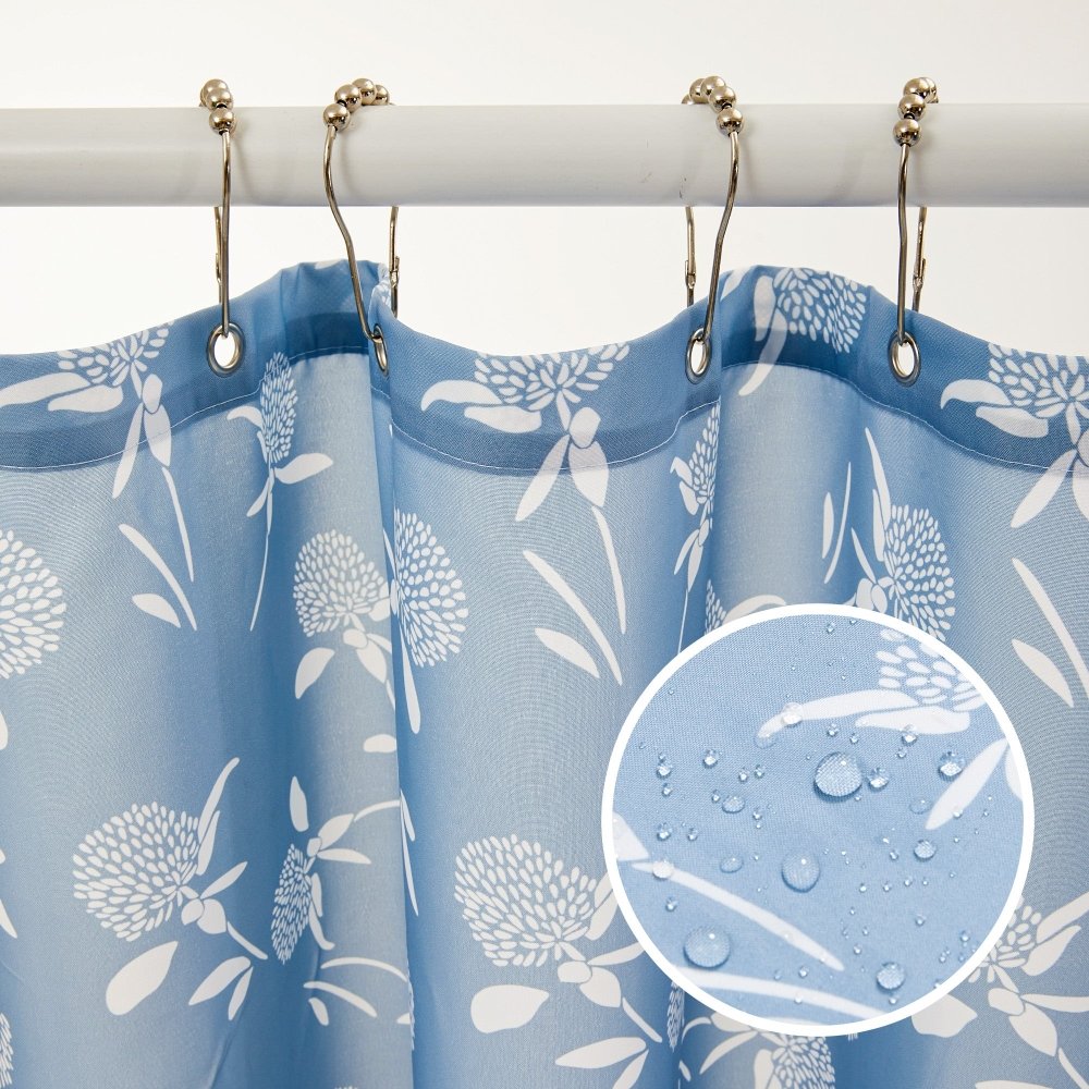 Farmhouse “Happy” Shower Curtain – Rustic Floral Charm