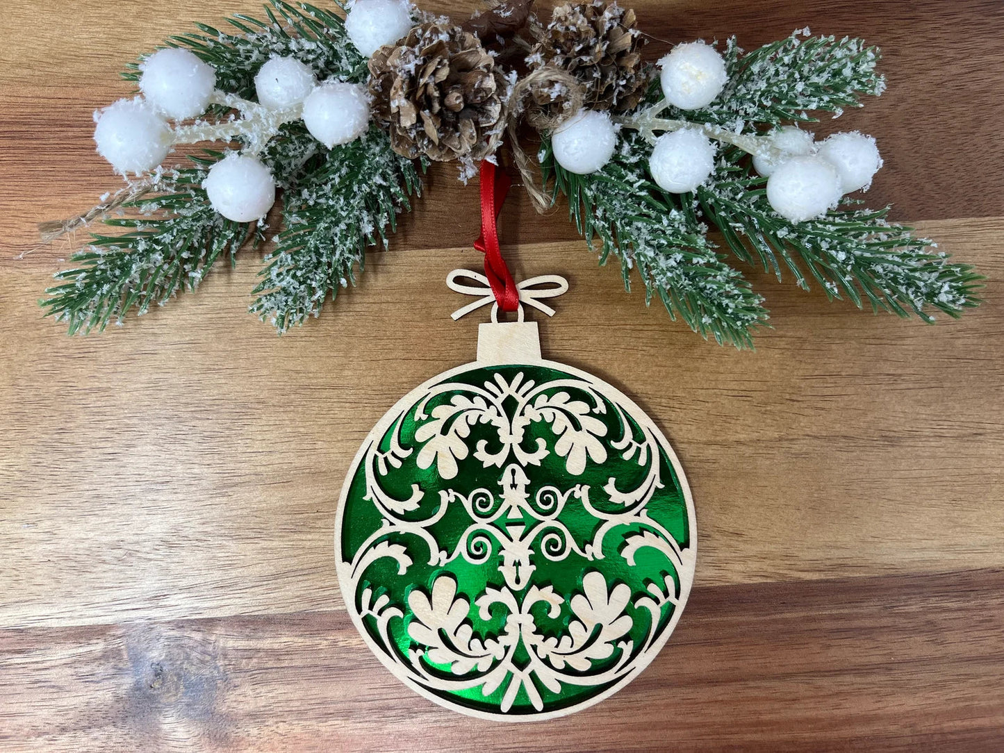 Ornate Ball – Laser Engraved Wooden Ornament