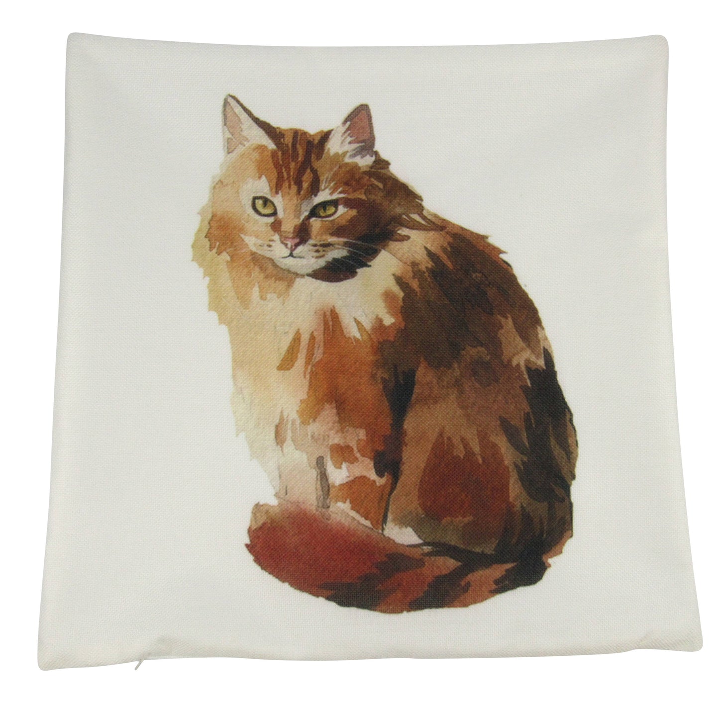 Ginger Cat Throw Pillow Cover β Watercolor Cat on White