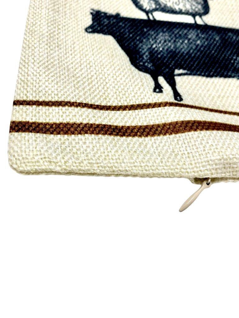 Farmhouse Stacked Animals Throw Pillow Cover – 18" x 12" Primitive Farmhouse Décor