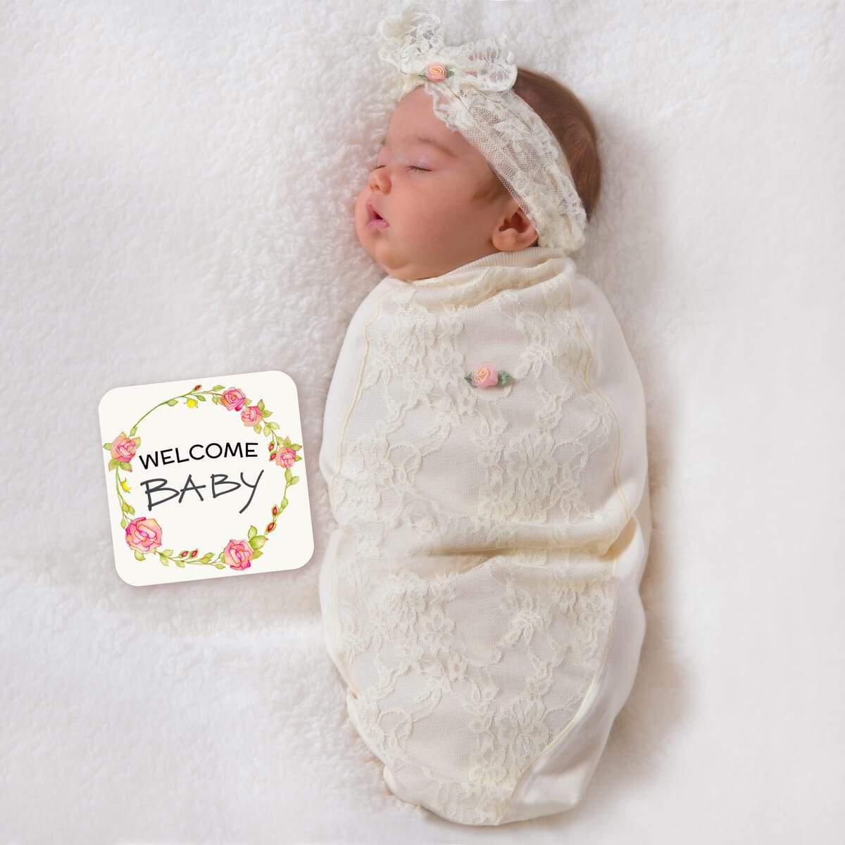 Lace Blossoms Newborn Cocoon Swaddle Set
