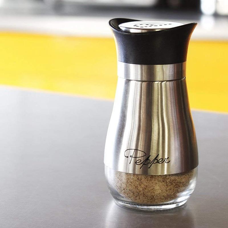 Stainless Steel & Glass Salt and Pepper Shaker Set – 4oz, BPA-Free
