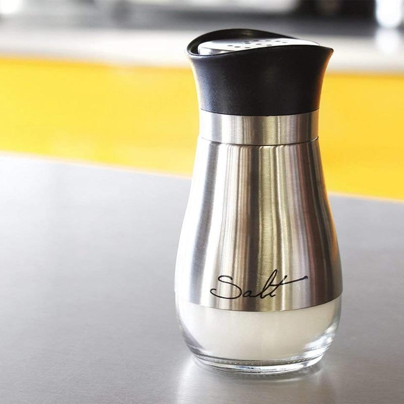 Stainless Steel & Glass Salt and Pepper Shaker Set – 4oz, BPA-Free