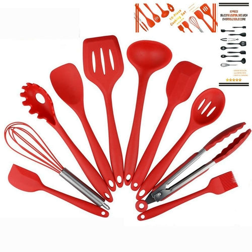 Non Stick Silicone Cooking Utensils β Premium Heat Resistant 10-Piece Set