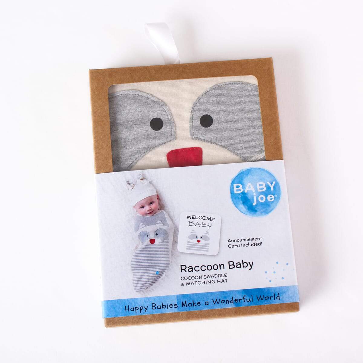 Raccoon Baby Cocoon Swaddle Set – Newborn Photo & Comfort Bundle
