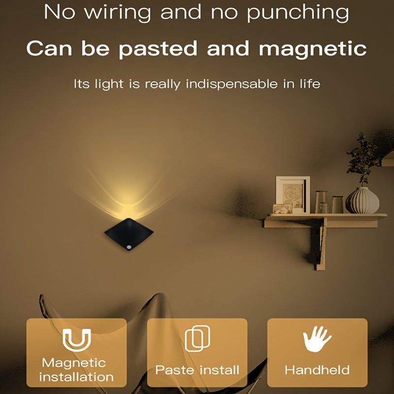 Human Sensing Decor Wall Lamp – Modern Battery-Powered Uplight for Bedroom & Porch
