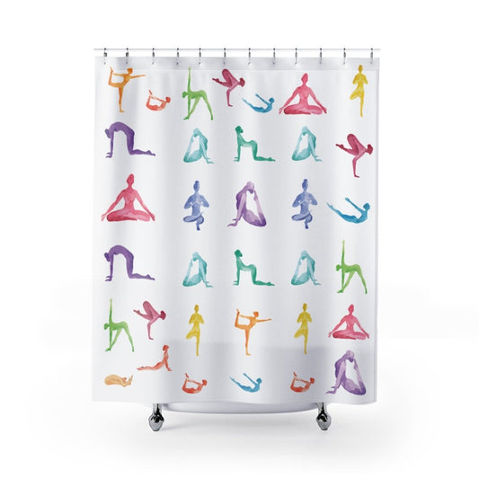 Yoga Sanctuary Shower Curtain – Yoga Poses Print