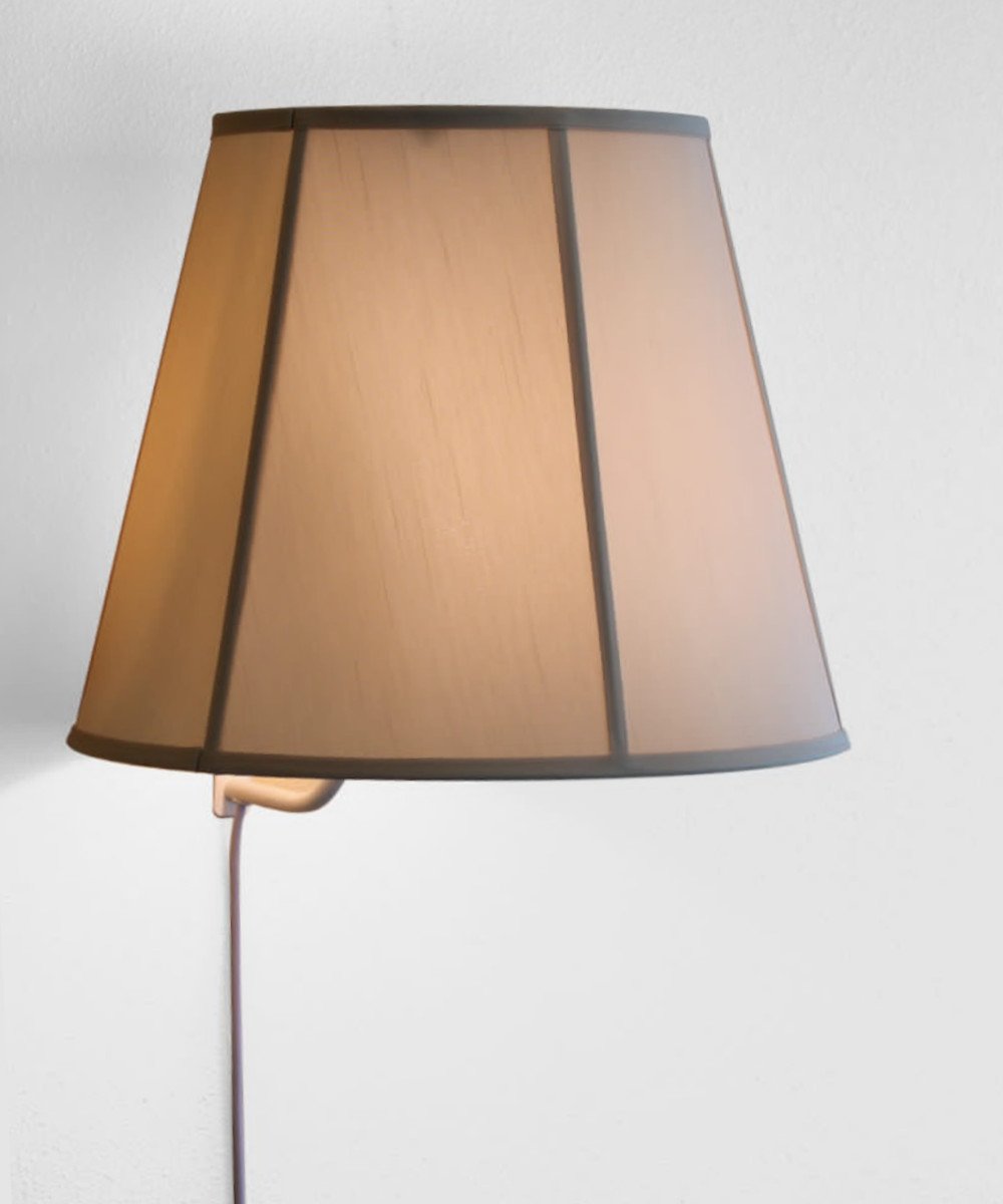 17"W Floating Shade Plug-In Wall Light – Eggshell Shantung Fabric