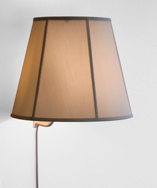 17"W Floating Shade Plug-In Wall Light – Eggshell Shantung Fabric