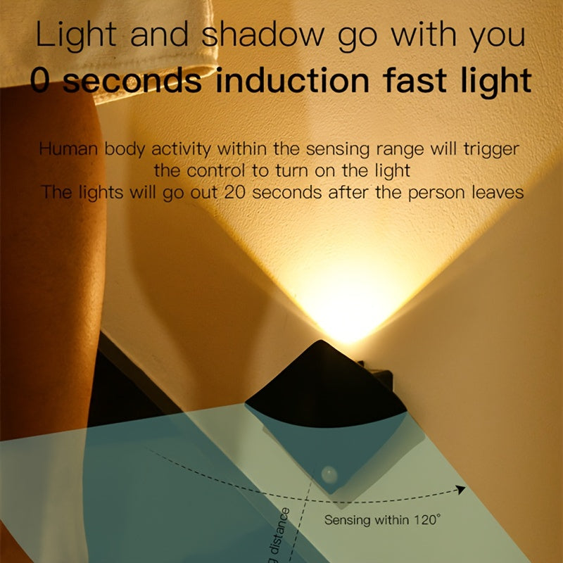 Human Sensing Decor Wall Lamp – Modern Battery-Powered Uplight for Bedroom & Porch