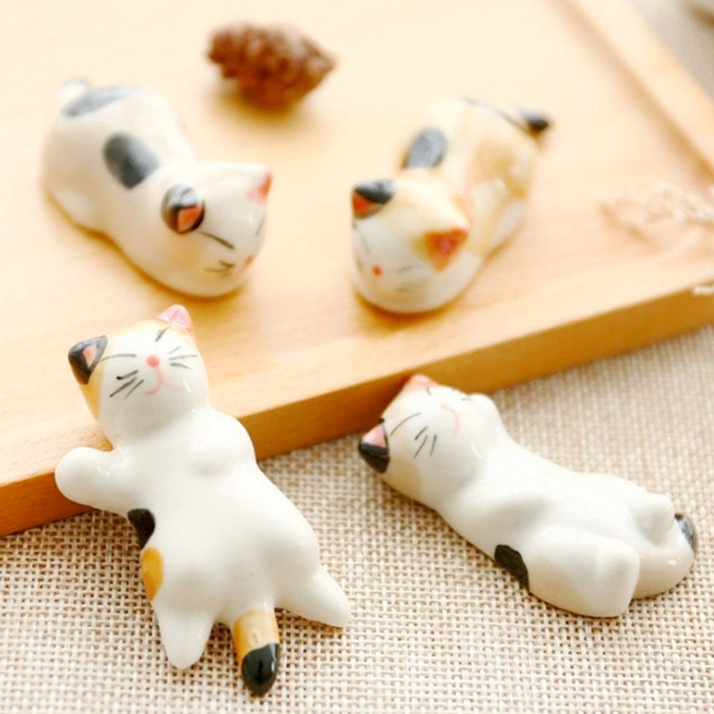 Porcelain Cat Chopstick Holders – Set of 6