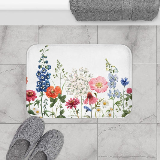 Spring Floral Garden Bath Mat – 24" x 17" Non-Slip Microfiber Rug