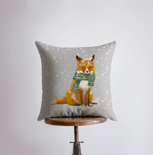 Christmas Fox Throw Pillow Cover – Winter Woodland