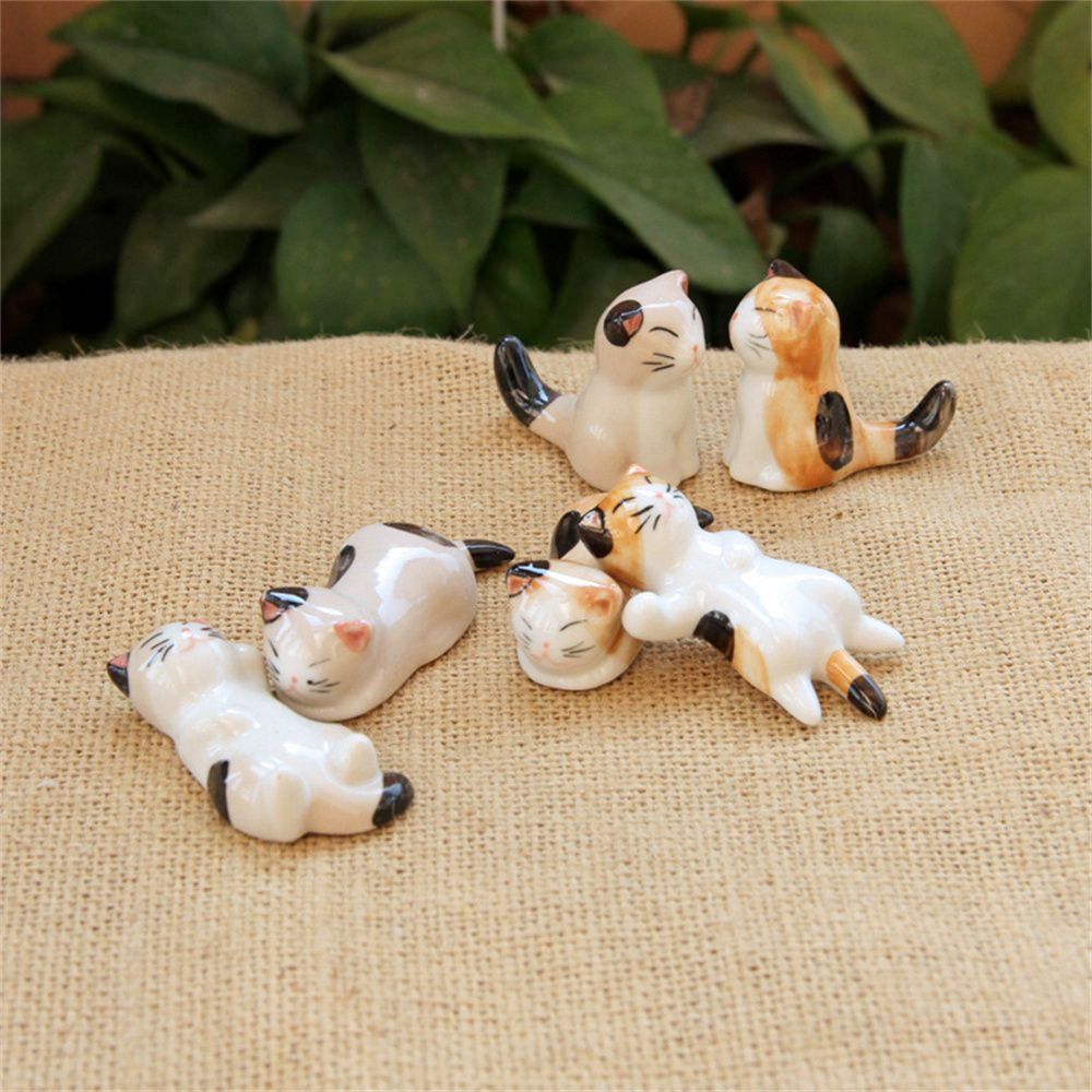 Porcelain Cat Chopstick Holders – Set of 6