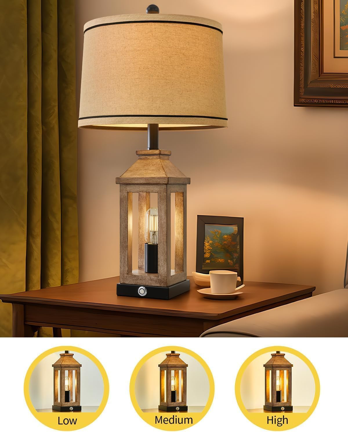 Farmhouse Touch Control Table Lamps – Set of 2 Dimmable Dual-Light with USB