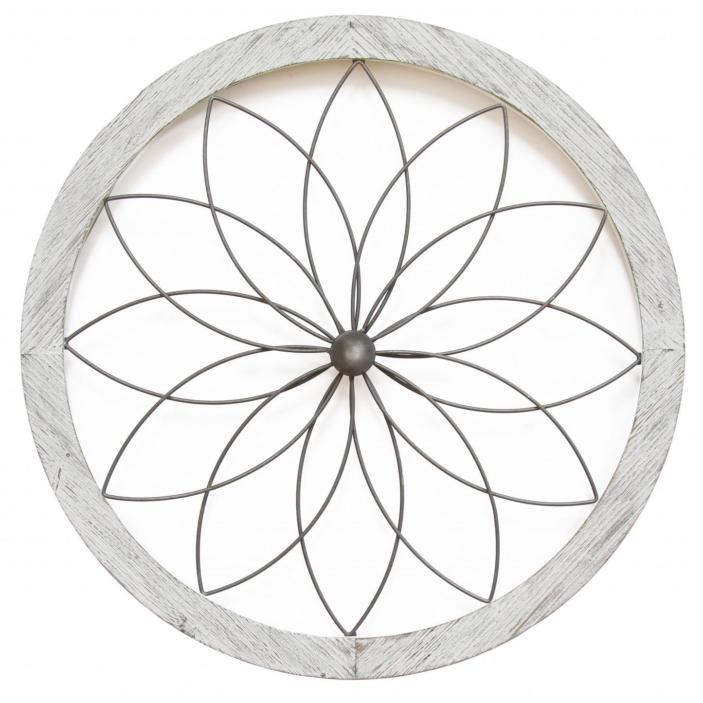 Distressed Chic Flower Metal & Wood Wall Decor – Handcrafted Design