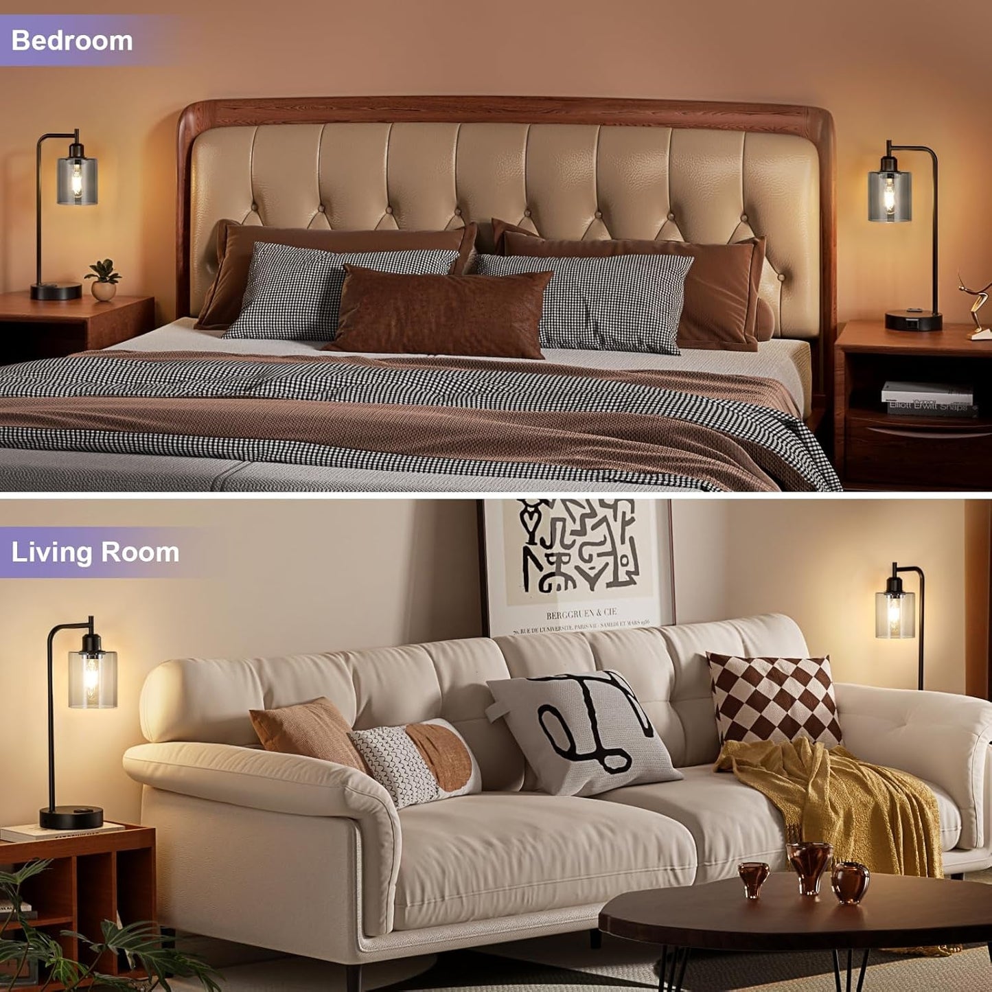 Industrial Touch Bedroom Lamps – Set of 2