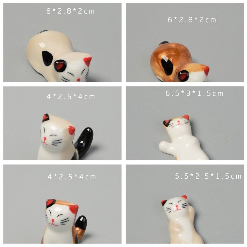 Porcelain Cat Chopstick Holders – Set of 6
