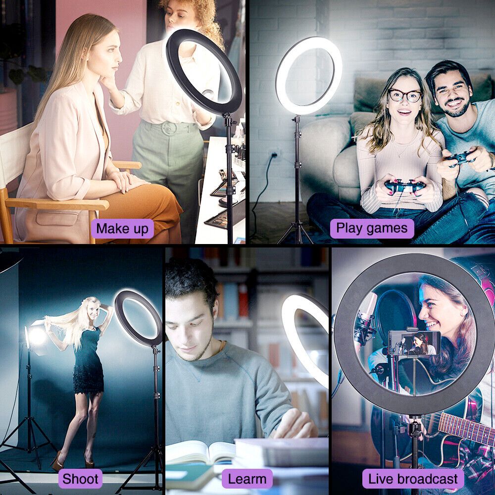 LED Ring Light with Phone Tripod Stand Kit – 10" Adjustable with Remote