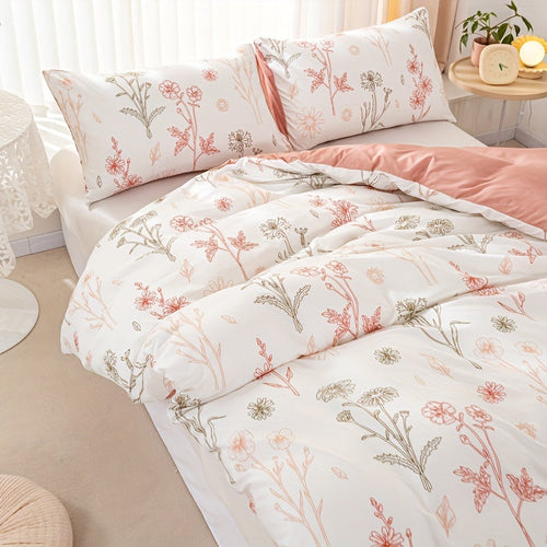 3-Piece Floral Duvet Cover Set – Soft Pastoral Style Bedding