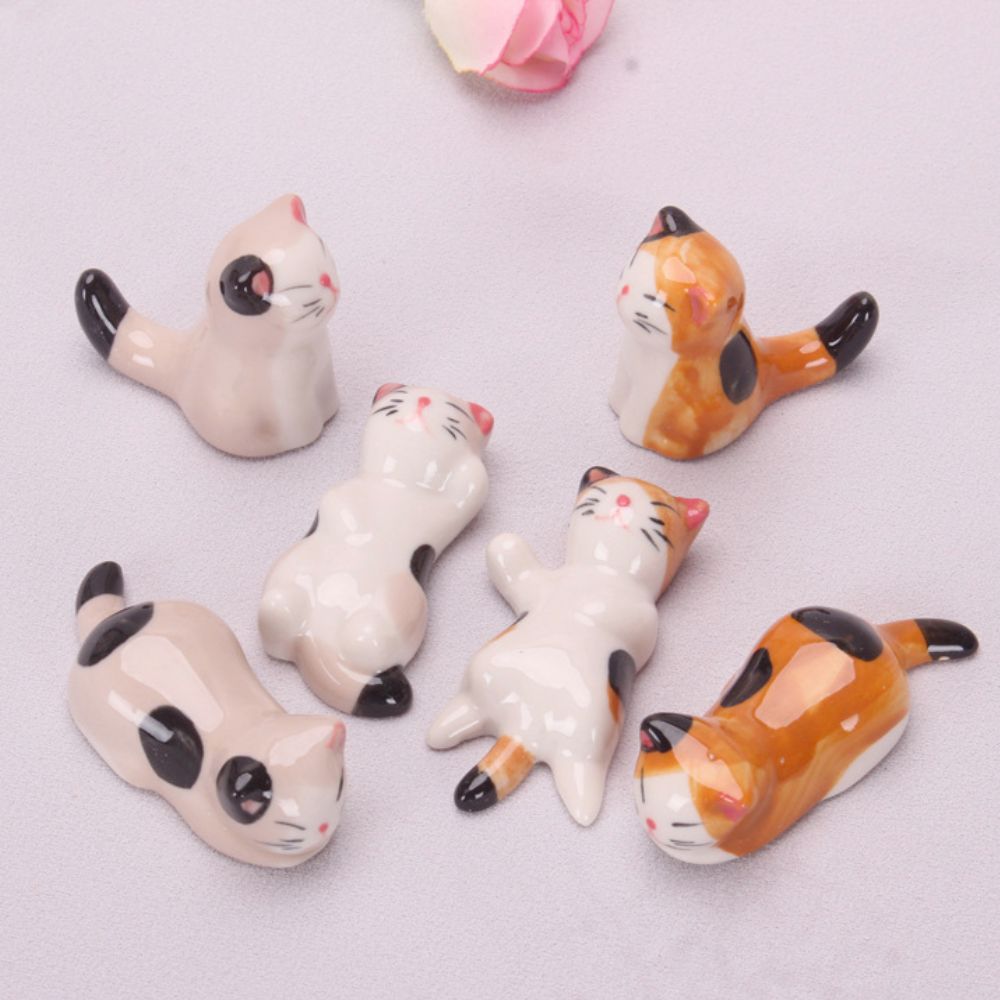 Porcelain Cat Chopstick Holders – Set of 6