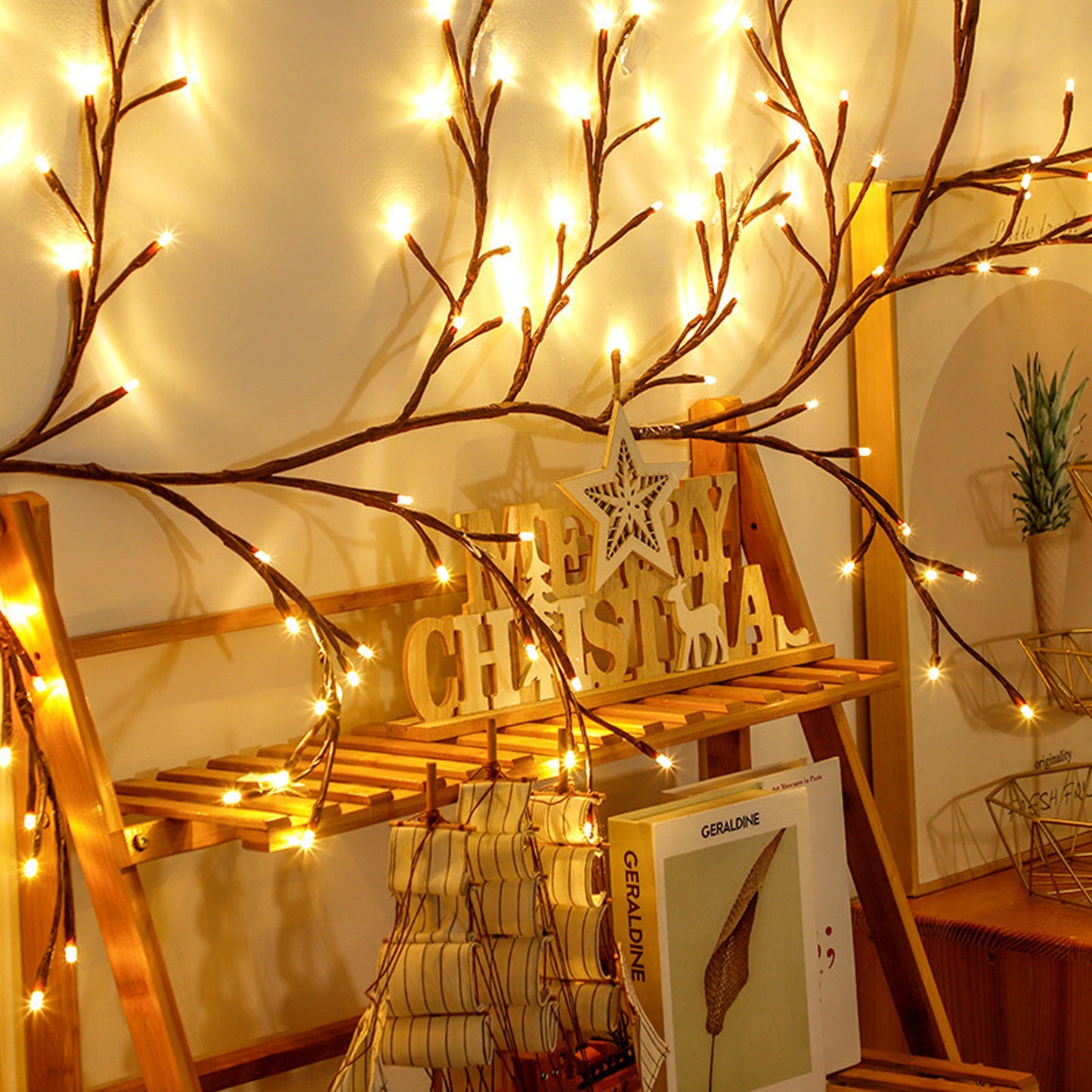 7.55 ft USB Flexible Branch Wall Lights – 144 LED Indoor Vine Decor