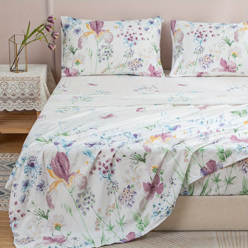 4-Piece Floral Bedding Ensemble – Sheets & Pillowcases