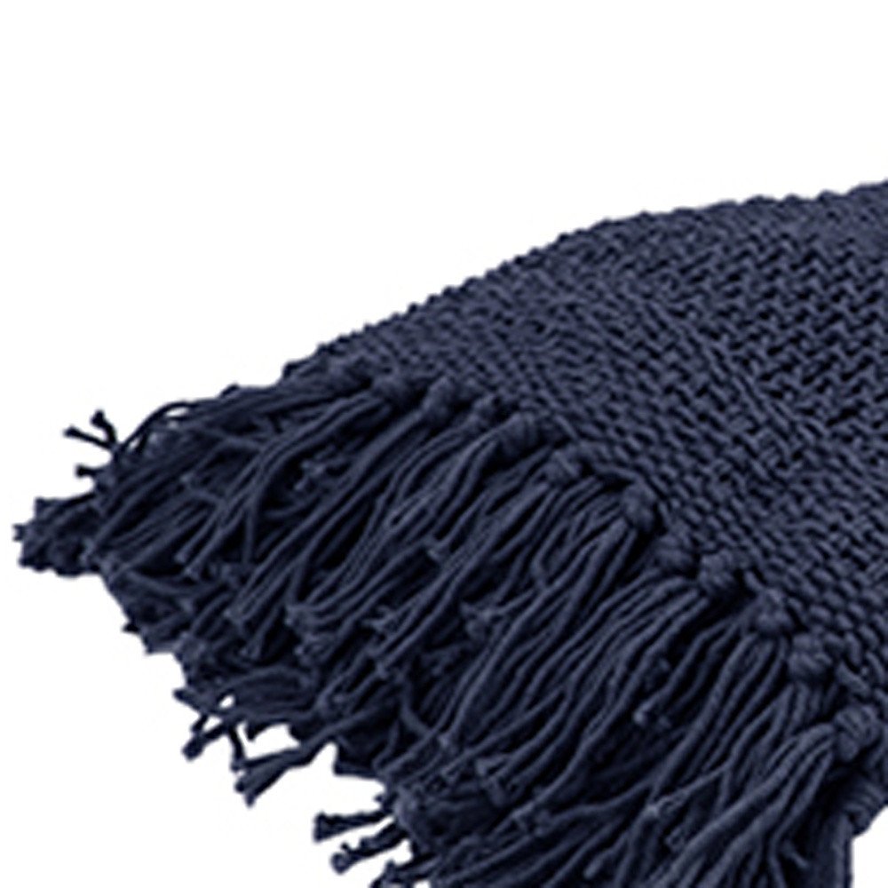 Indigo Woven Cotton Throw Blanket – 50" x 50"