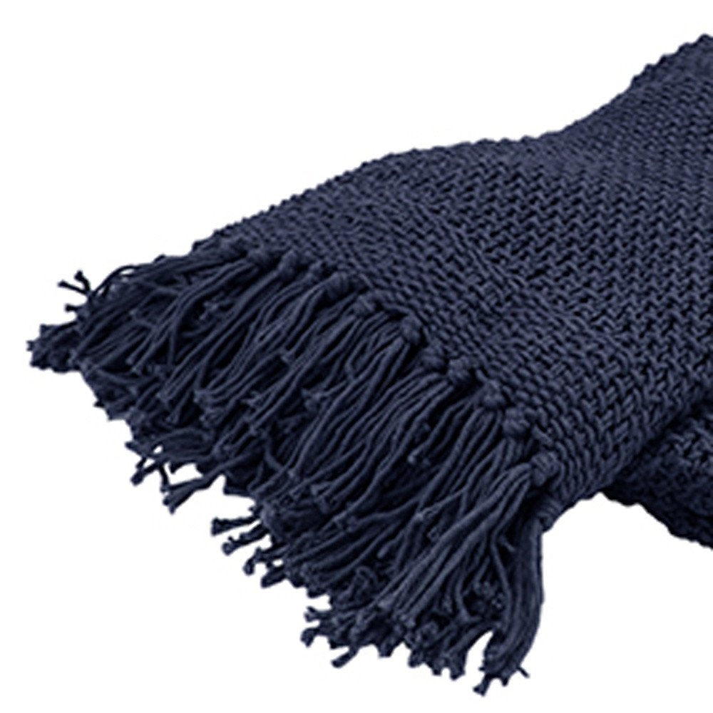 Indigo Woven Cotton Throw Blanket – 50" x 50"