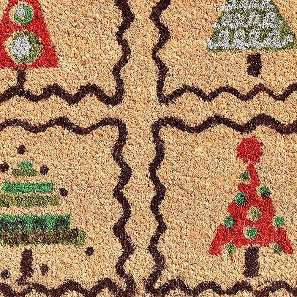 Natural, Red & Black Christmas Trees – 17" x 29" Outdoor Coir Door Mat