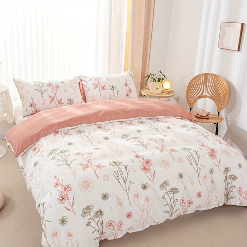 3-Piece Floral Duvet Cover Set – Soft Pastoral Style Bedding