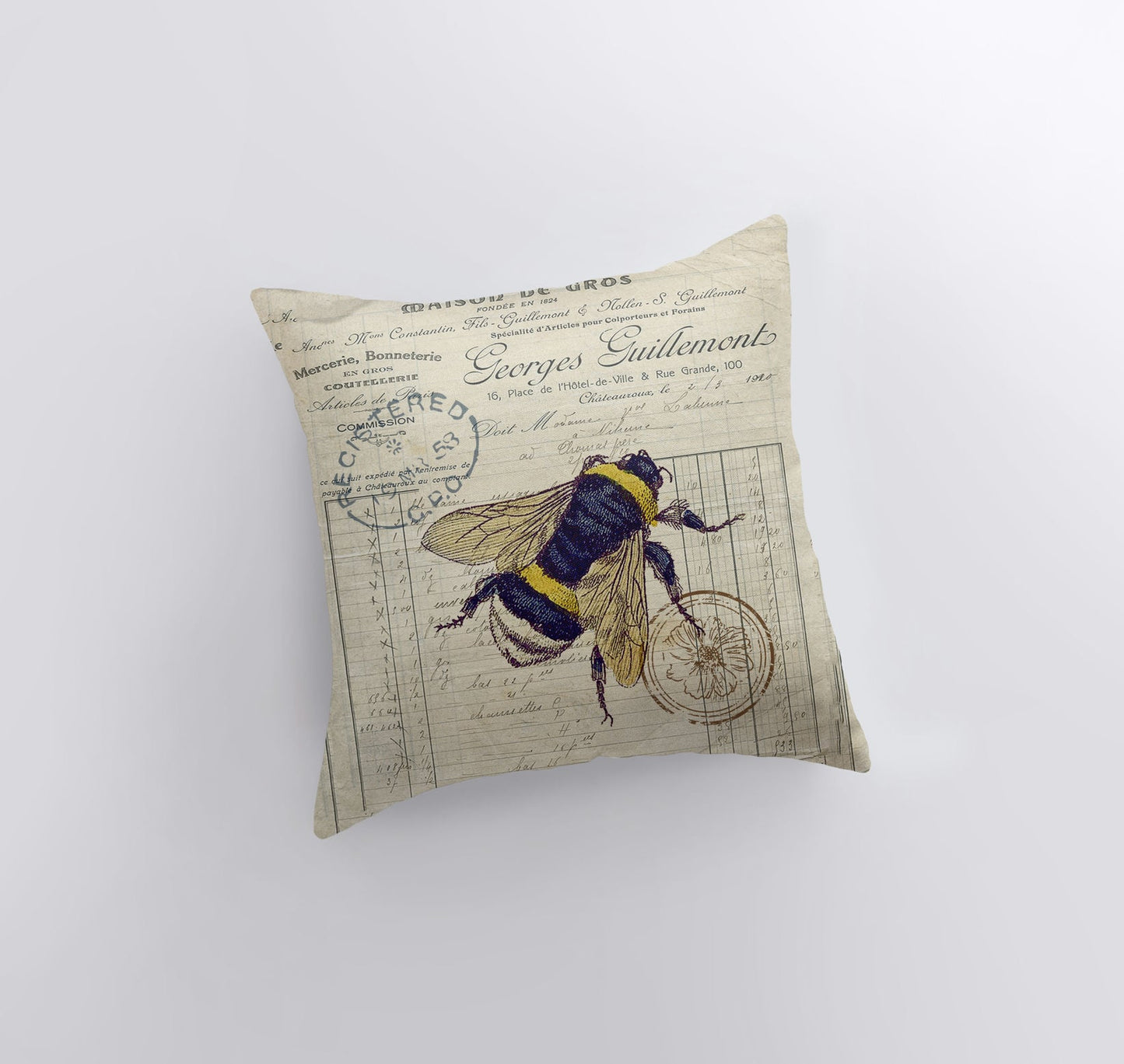Vintage Bee Handmade Throw Pillow Cover