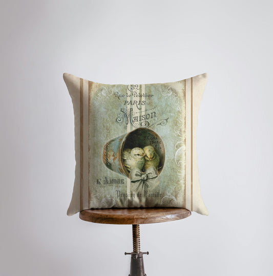 Baby Chicks Throw Pillow Cover – Vintage Farmhouse