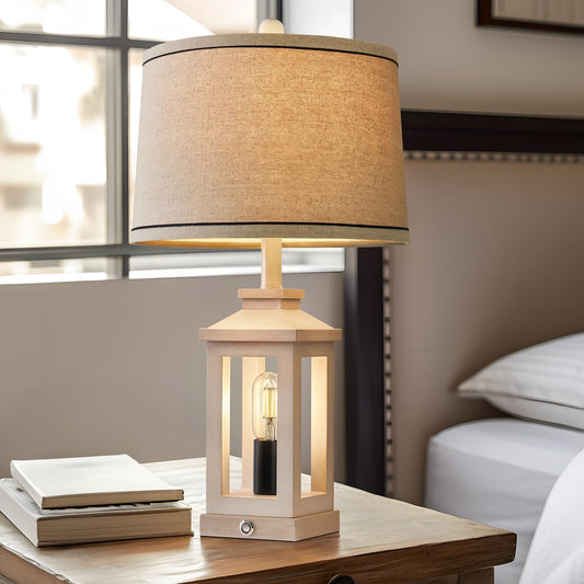 White Farmhouse Touch Lamps – Set of 2 Dimmable Dual-Light with USB