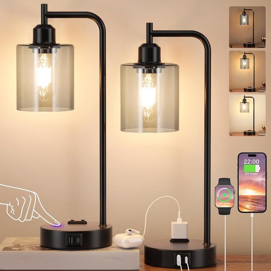 Industrial Touch Bedroom Lamps – Set of 2