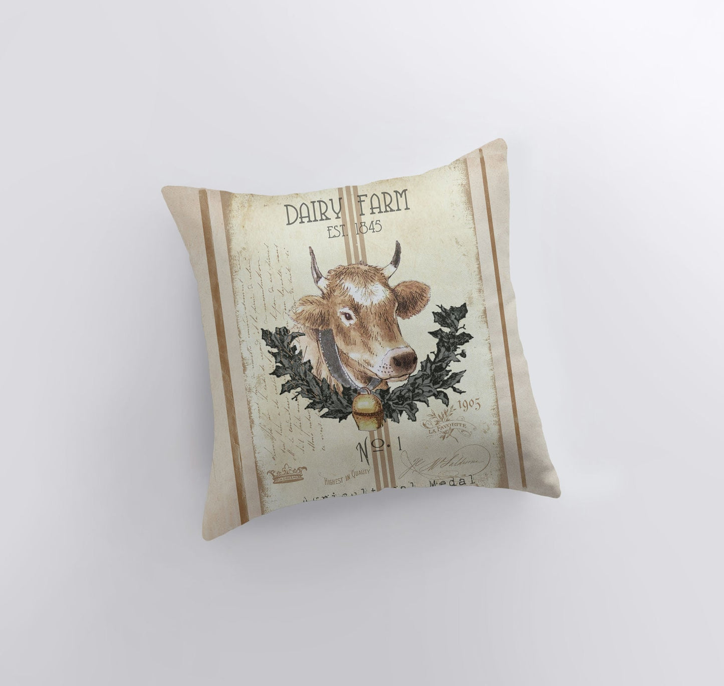 Dairy Farm Cow Vintage Throw Pillow Cover
