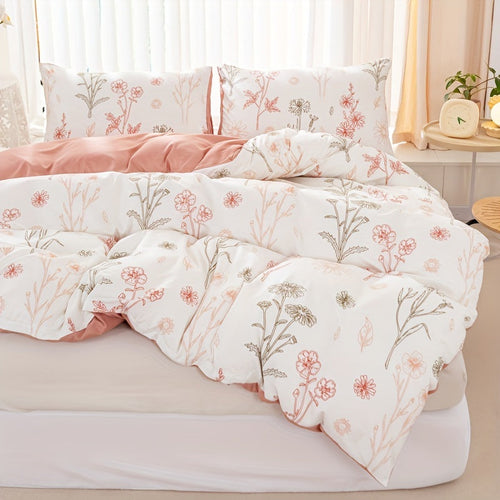 3-Piece Floral Duvet Cover Set – Soft Pastoral Style Bedding