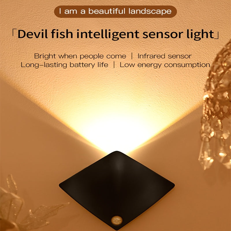 Human Sensing Decor Wall Lamp – Modern Battery-Powered Uplight for Bedroom & Porch