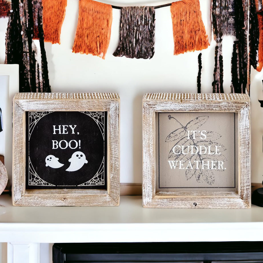 Hey Boo + Cuddle - Double-Sided Wooden Sign