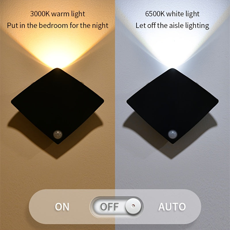 Human Sensing Decor Wall Lamp – Modern Battery-Powered Uplight for Bedroom & Porch