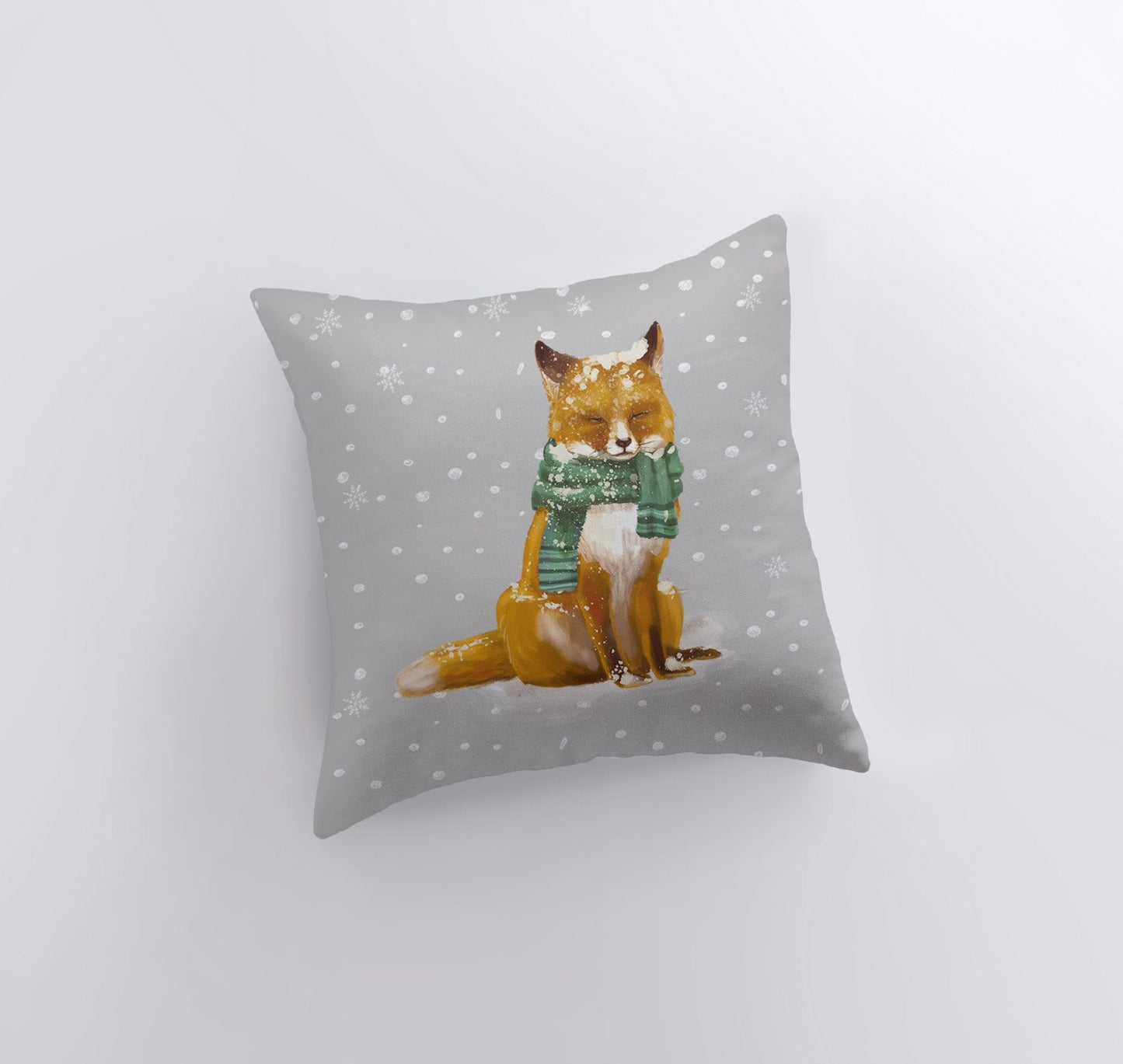 Christmas Fox Throw Pillow Cover – Winter Woodland