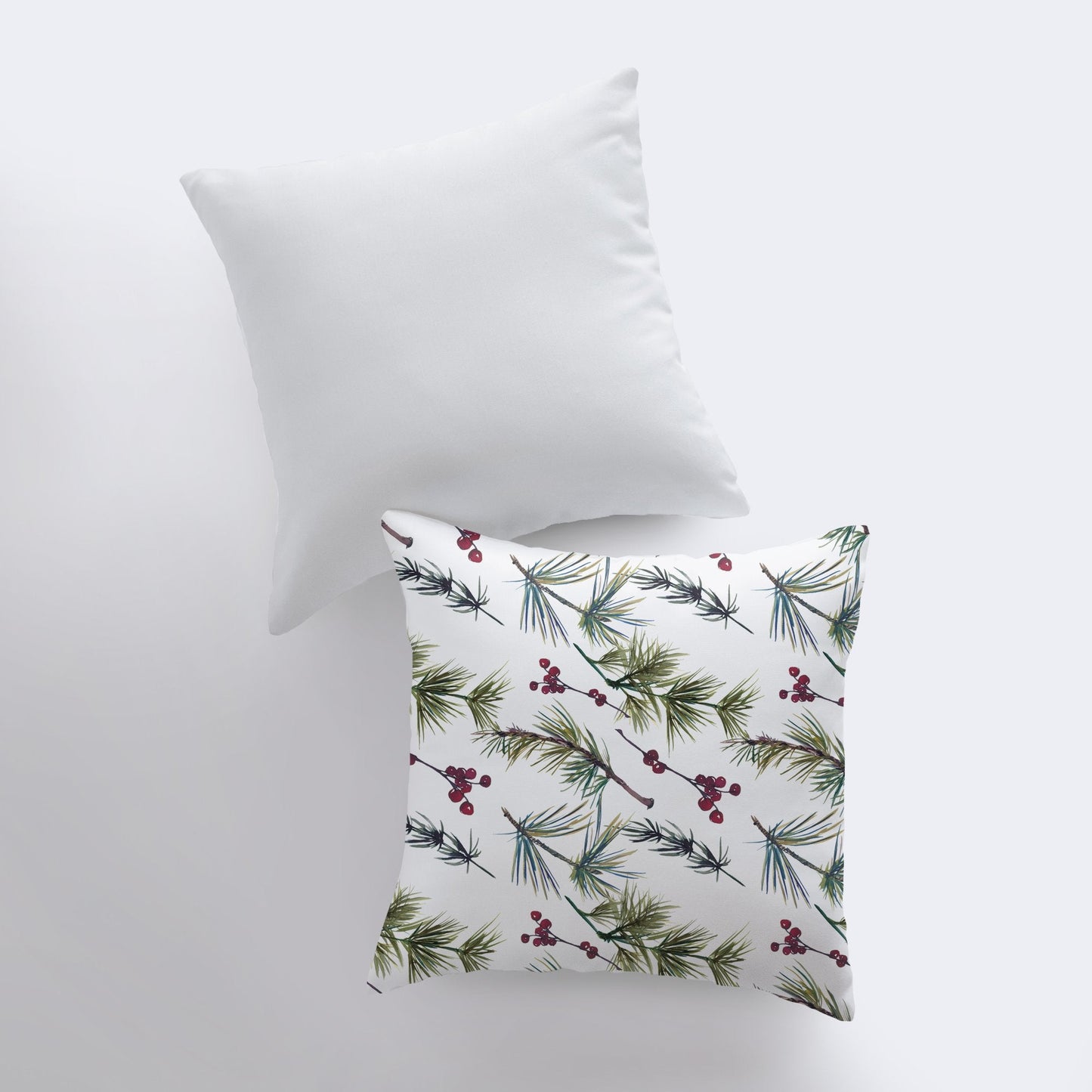 Christmas Holly Throw Pillow Cover