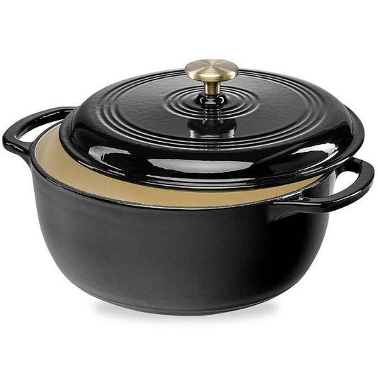6 Quart Large Black Enamel Cast-Iron Dutch Oven – Kitchen Cookware