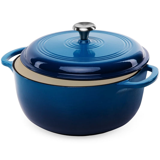 6 Quart Large Blue Enamel Cast-Iron Dutch Oven – Kitchen Cookware