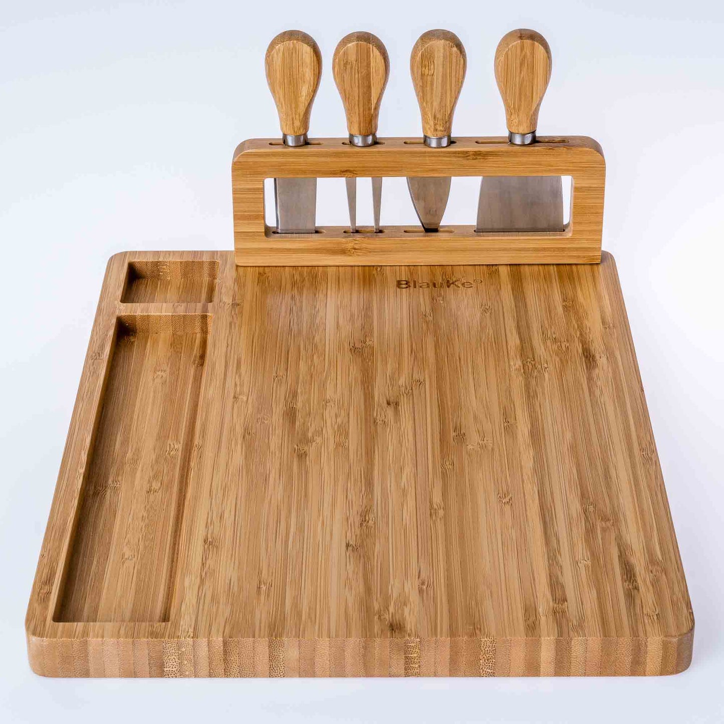 Bamboo Cheese Board & Knife Set – 14x11" Charcuterie Board