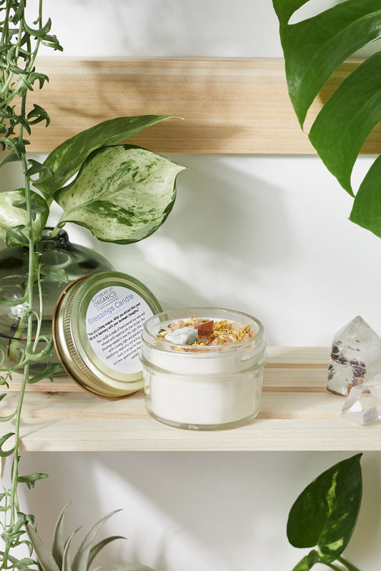 Blessings Intention Candle – Soy Wax with Crystal & Botanicals