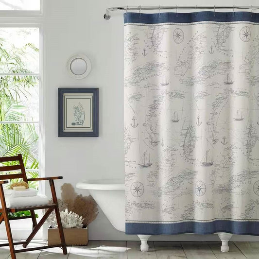 Florida Keys Ship Map – 72" Cotton Shower Curtain