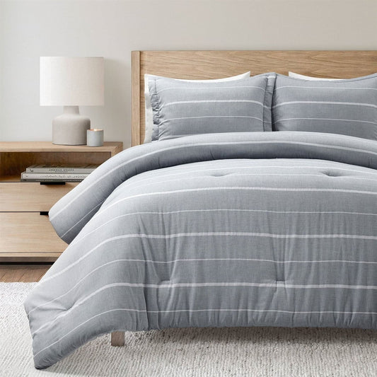 Classic Farmhouse Chalk Stripe Comforter Set – Full/Queen