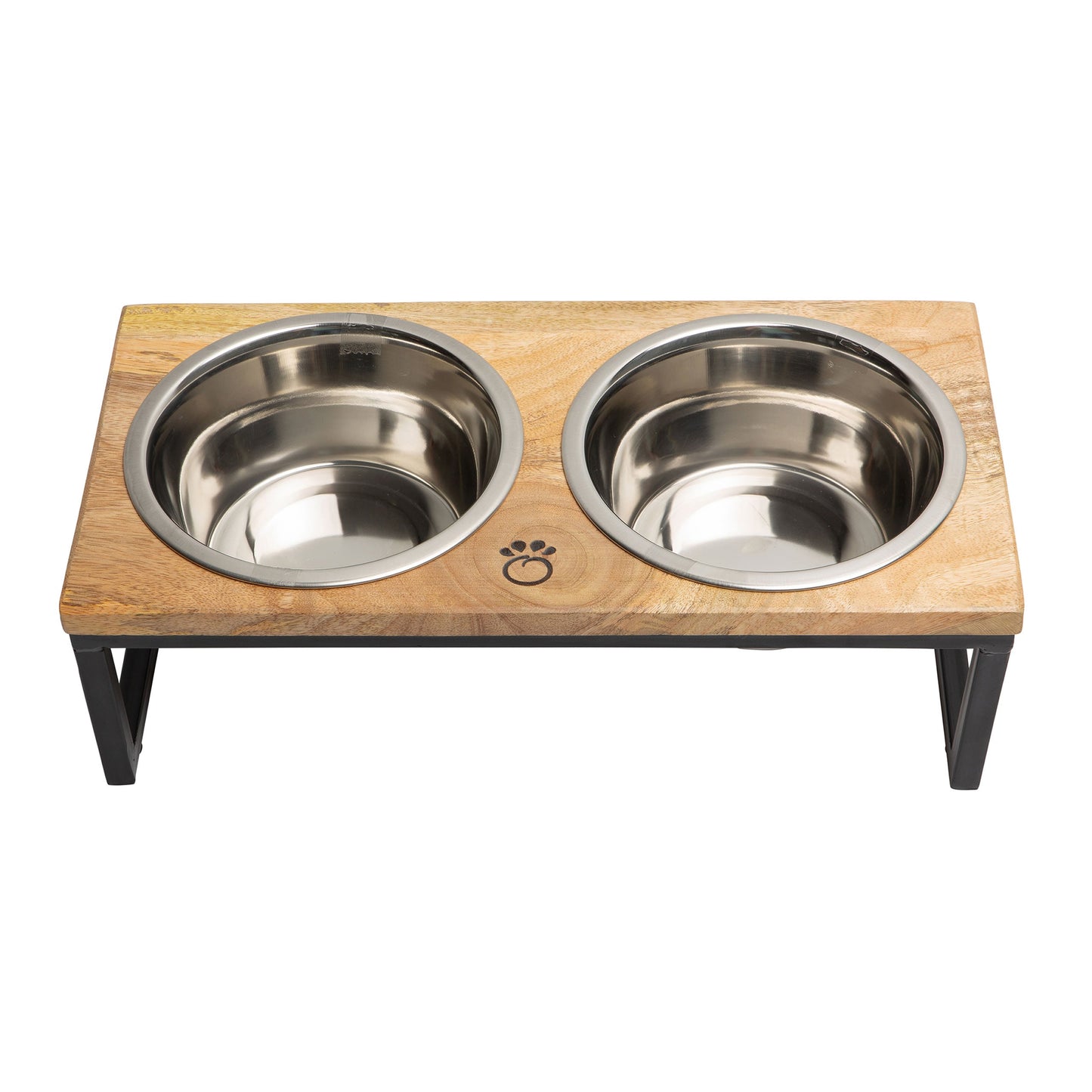 Wood & Metal Elevated Feeder – Handcrafted Mango Wood